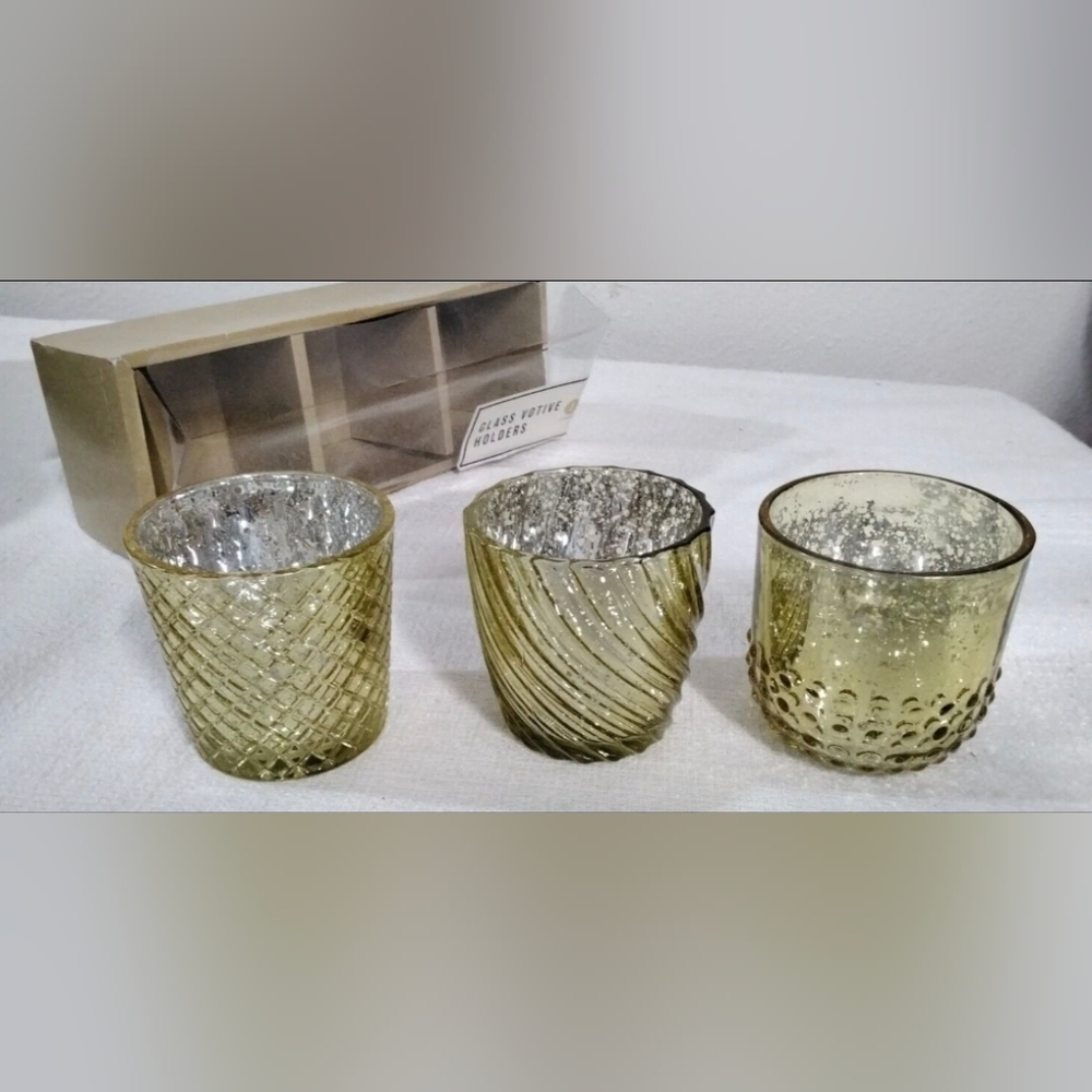 Three Pack Gold Finish Votive Candle Holders